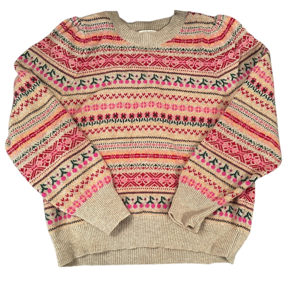 J Crew Cherry Fair Isle Sweater